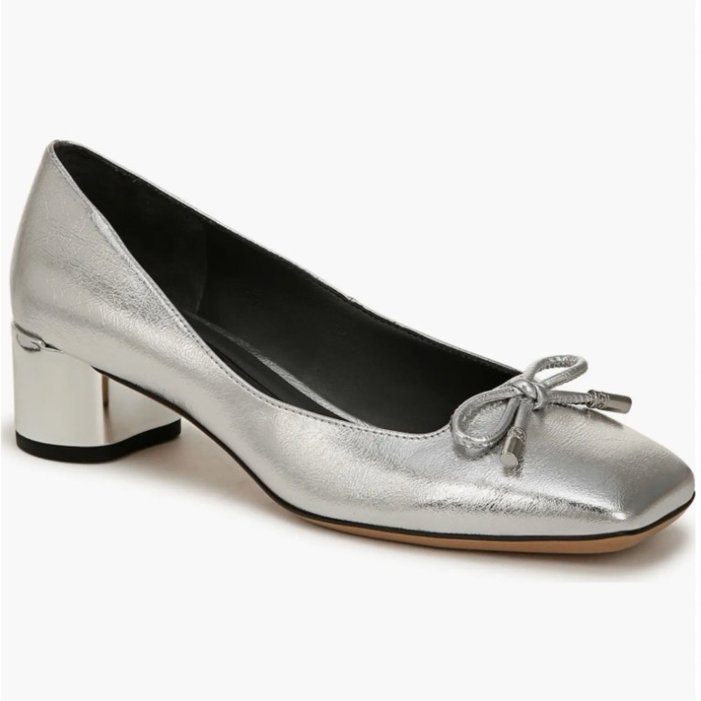 Franco Sarto Silver Bow Block Heels